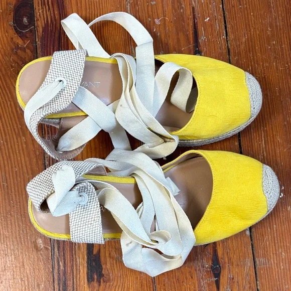 Lane Bryant Yellow Espadrille Wedge Sandals Size 10 Wide - Picture 3 of 8